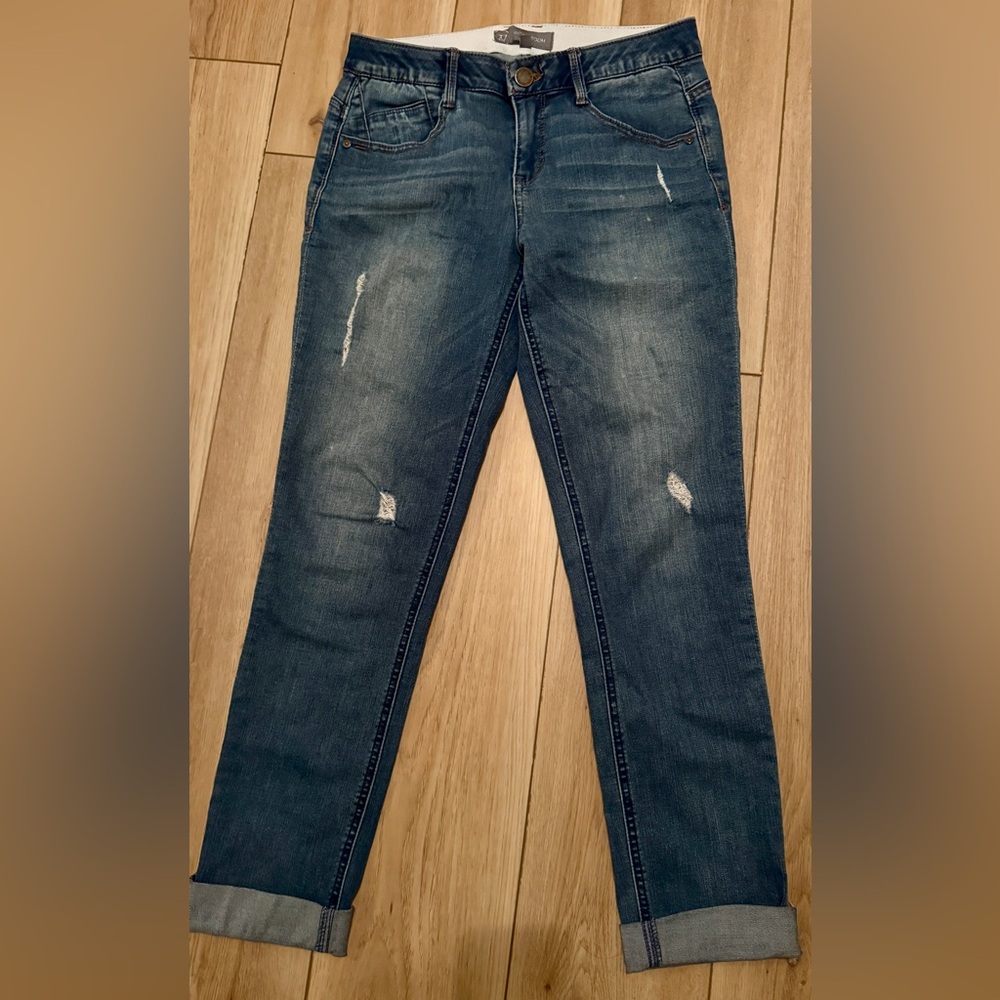 Wit & Wisdom Blue Distressed Ankle Jeans